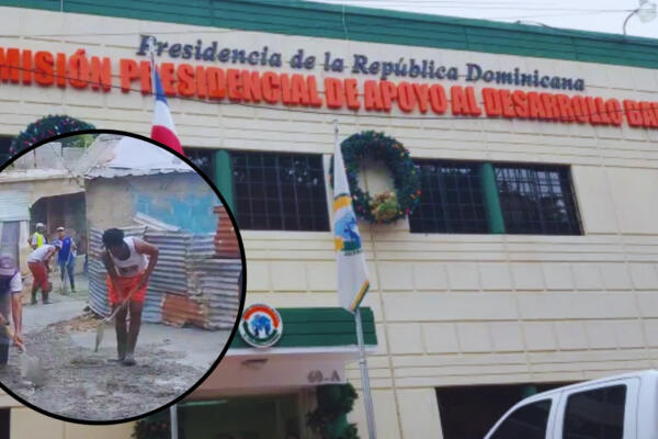 Los obreros al servicio de la Cpadb y lugareños trabajando en la realización de las obras en Los Alcarrizos. Foto: CDN Digital
