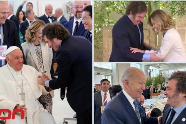 El papa y Milei se abrazan al encontrarse en la cumbre del G7 en Italia