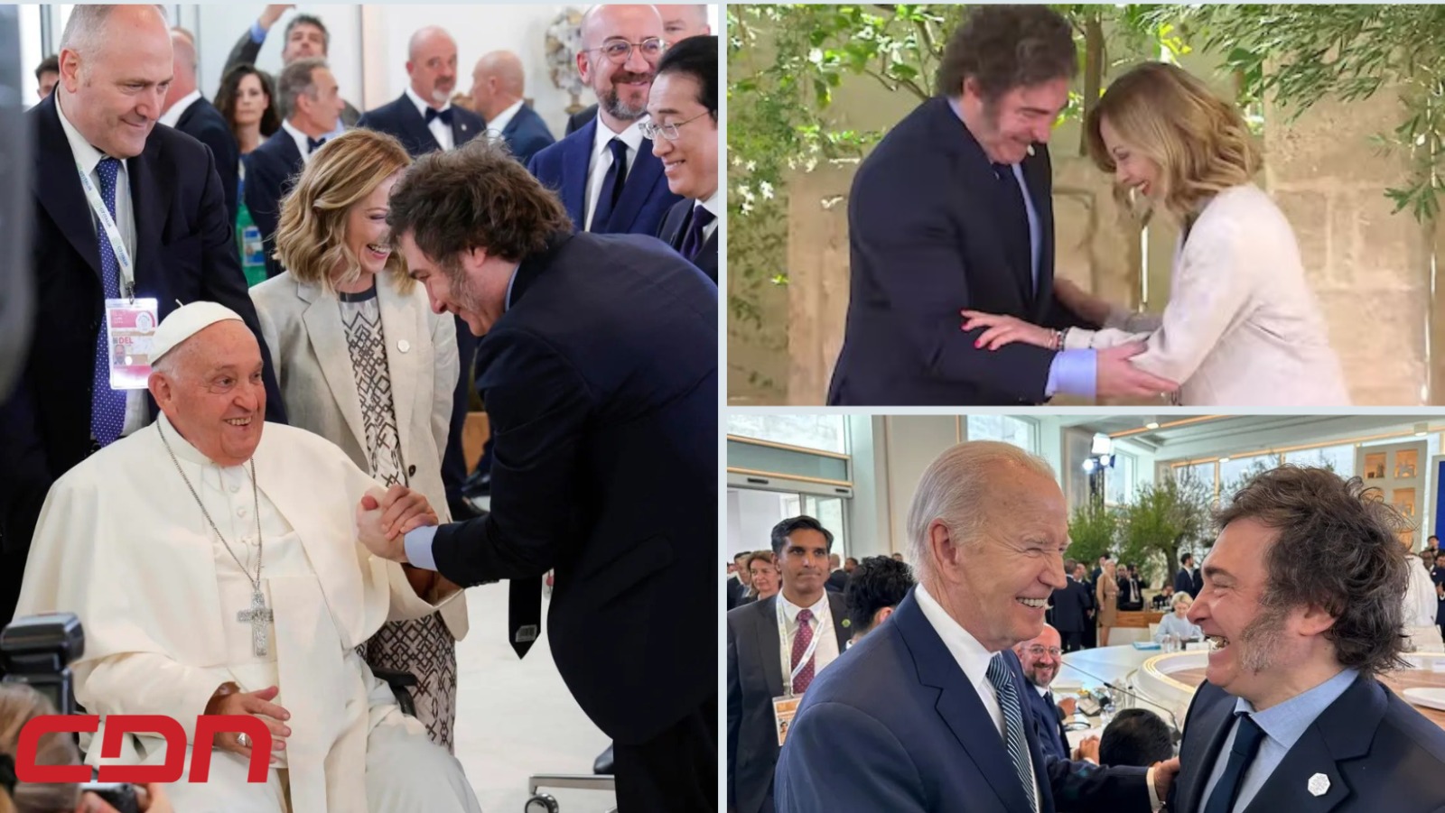 El papa y Milei se abrazan al encontrarse en la cumbre del G7 en Italia