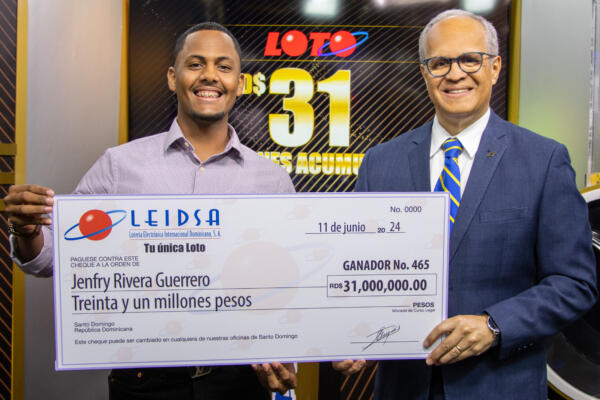LEIDSA entrega 31 millones al millonario 465 del Loto. (foto, fuente externa)