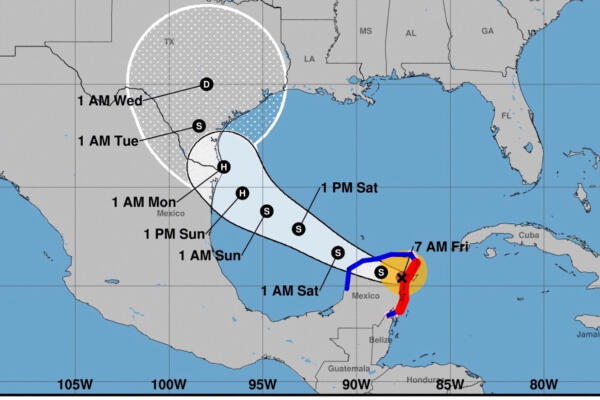 El lunes en la mañana Beryl estaría impactando el estado de Texas, siempre y cuando mantenga el curso que actualmente lleva. 