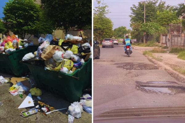 Cúmulos de basura y grandes agujeros en la calle Penetración. Foto: CDN Digital