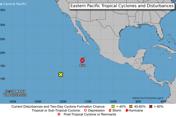 Notifican la segunda tormenta tropical del Pacífico en la temporada 2024 en un comunicado detallando que está lejos de las costas mexicanas. Foto: Fuente Externa.