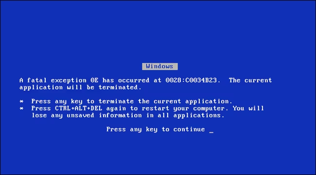 La "pantalla azul de la muerte": selló de la caída global de Windows
