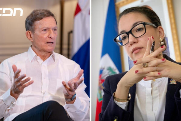 Canciller de la República Dominicana, Roberto Álvarez, y su homóloga haitiana, Dominique Dupuy. Foto: CDN Digital