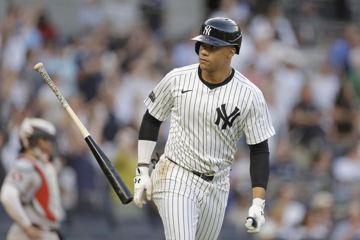El dominicano, quien lleva 34 jonrones en 118 juegos esta campaña, se fue para la calle dos veces ante Texas dos días antes en Nueva York.