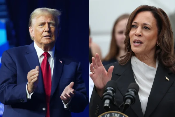 El ex mandatario Donald Trump y la vicepresidenta Kamala Harris. EFE.
