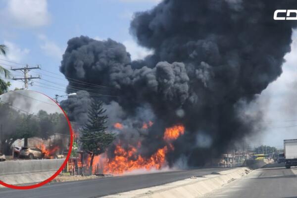 Explota camión tanquero en la autopista Duarte, La Vega. Foto: CDN Digital