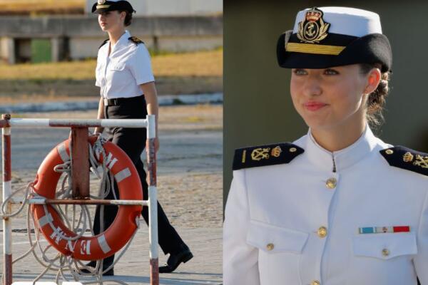 La princesa Leonor este jueves en la Escuela Naval Militar de Marín. EFE.