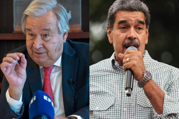 Secretario general de la ONU, António Guterres y al presidente de Venezuela, Nicolás Maduro. EFE.