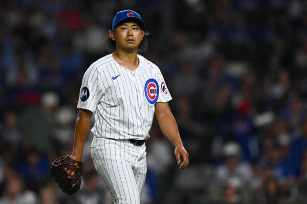 CHICAGO, ILLINOIS - SEPTEMBER 04: Shota Imanaga #18 of the Chicago Cubs walks off the field after getting an out in the fifth inning against the Pittsburgh Pirates at Wrigley Field on September 04, 2024 in Chicago, Illinois.   Quinn Harris/Getty Images/AFP (Photo by Quinn Harris / GETTY IMAGES NORTH AMERICA / Getty Images via AFP)