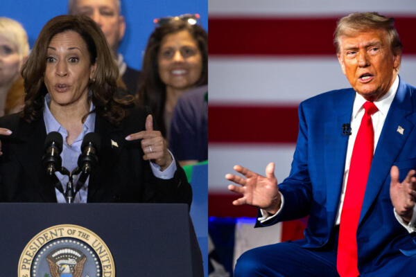 La vicepresidente Kamala Harris y el expresidente de EE.UU. Donald Trump. EFE.
