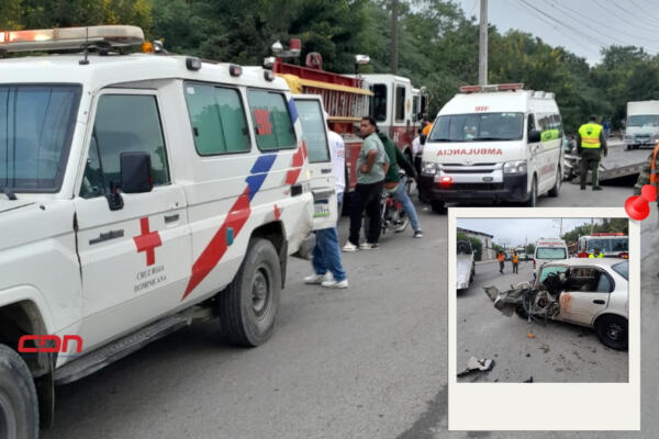 Fuerte accidente entre jeepeta y transporte público en Santiago