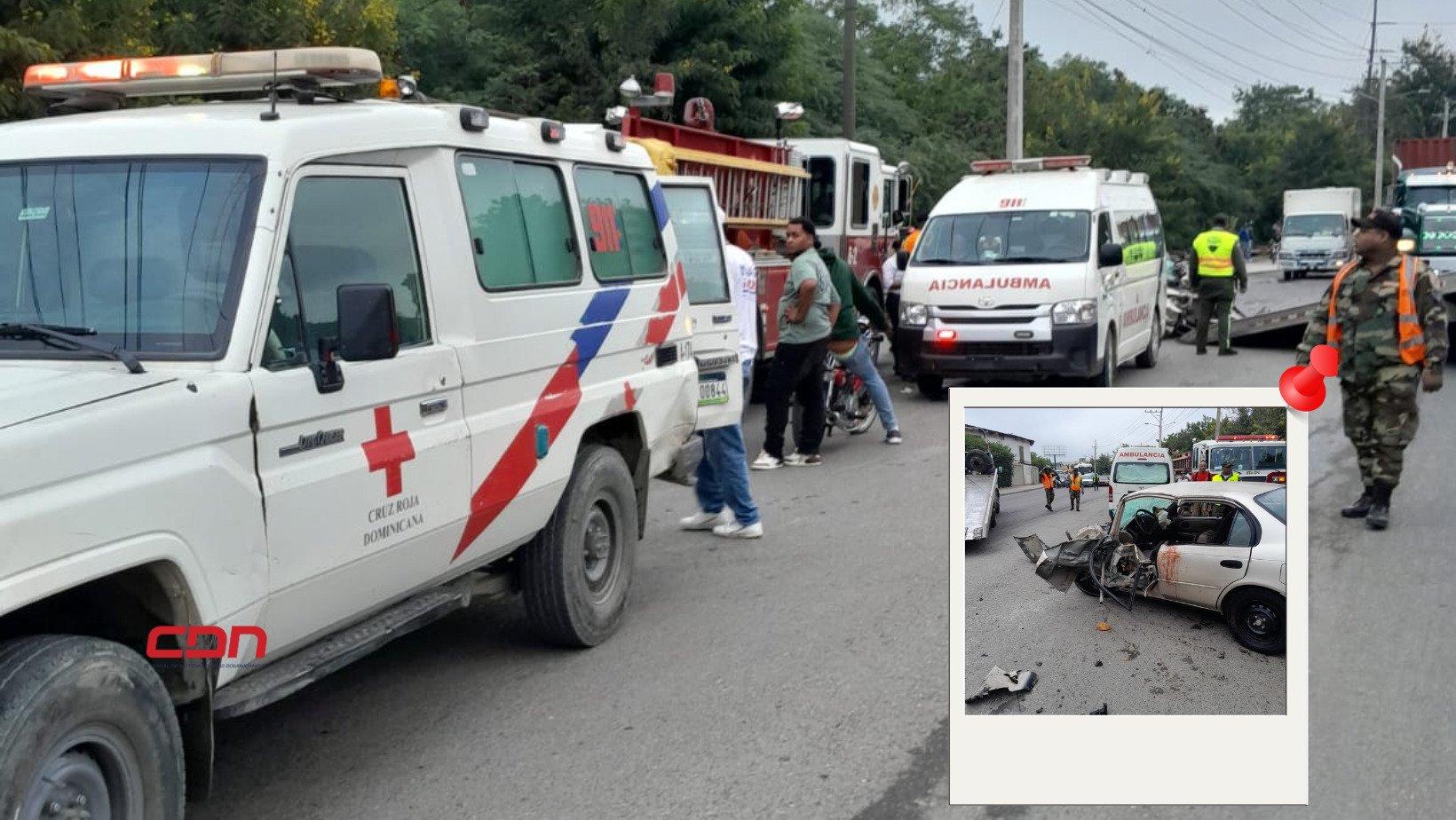 Fuerte accidente entre jeepeta y transporte público en Santiago