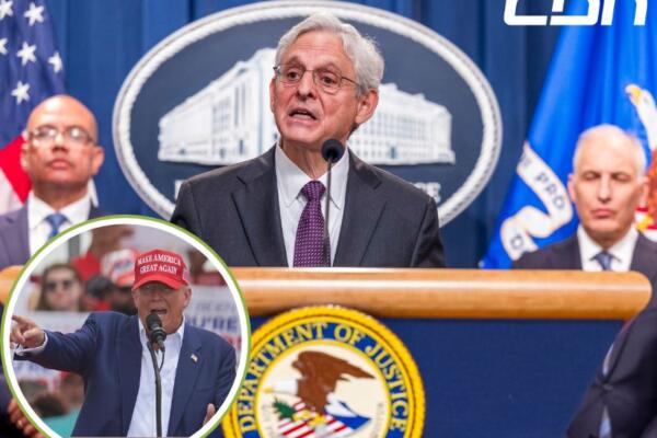 Fiscal Merrick Garland, anuncia cargos contra tres hombres del complot iraní para hackear cuentas de la campaña de Trump. EFE/HAWN THEW