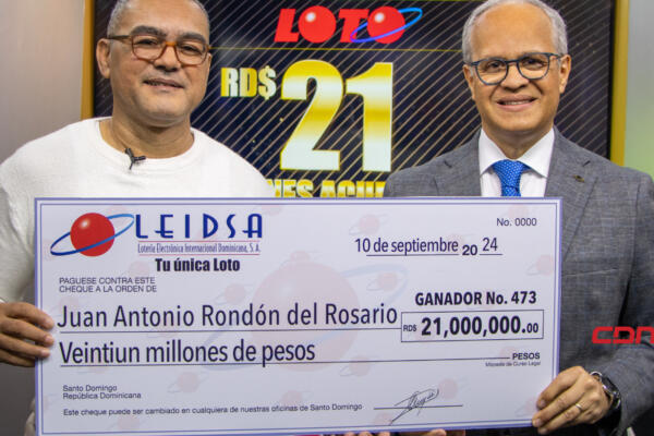 Leidsa entrega 21 millones al millonario 473 del Loto
