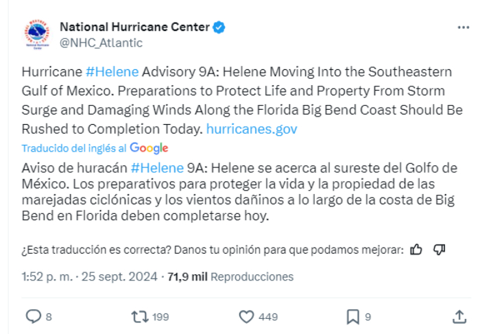 Qué hacer antes, durante y después del paso del Huracán Helene