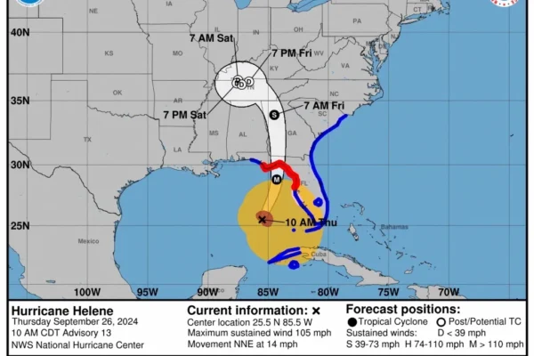 Pronóstico de cinco días del paso del huracán Helene por el Golfo de México hacia la Florida. EFE/NHC