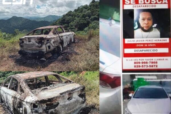 Vehículo incendiado en Miches.