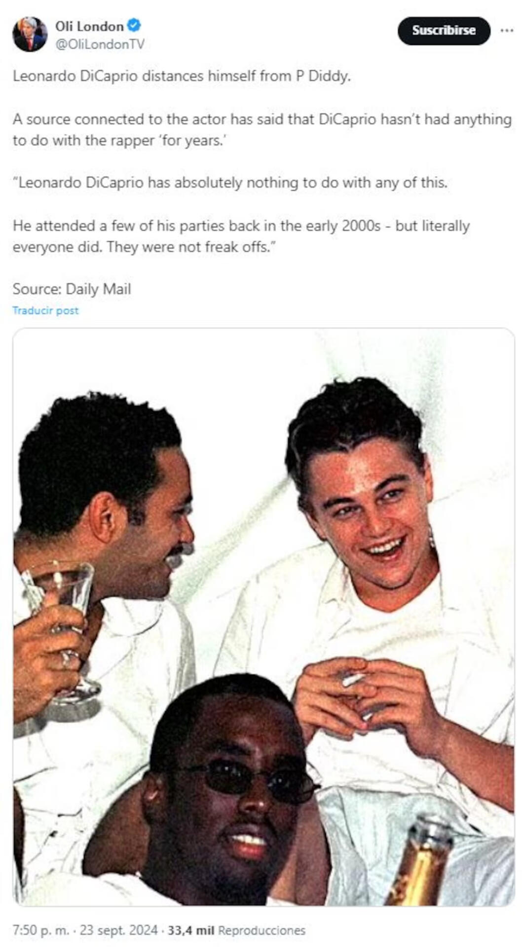 Leonardo DiCaprio era uno de los principales invitados a las fiestas de Puff Daddy