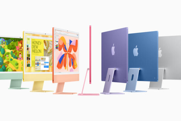 Fotografía sin fecha cedida por Apple donde se ven los nuevos iMac con un chip M4 en diferentes colores