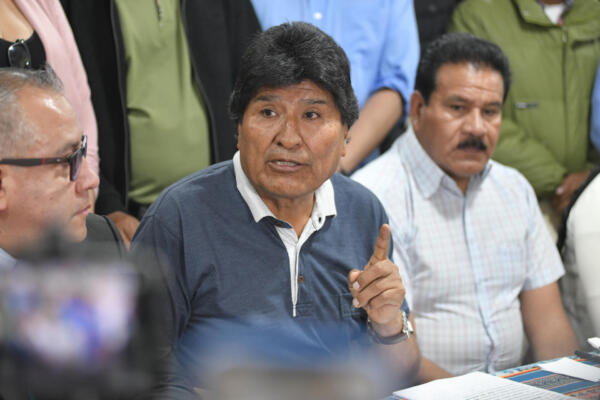 El expresidente Evo Morales durante una rueda de prensa, en Cochabamba (Bolivia).