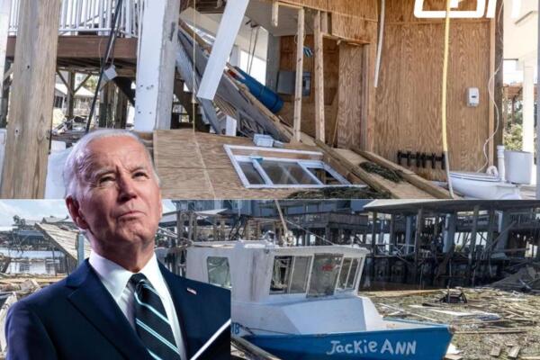 Joe Biden visita zonas afectas por huracán Helene. 