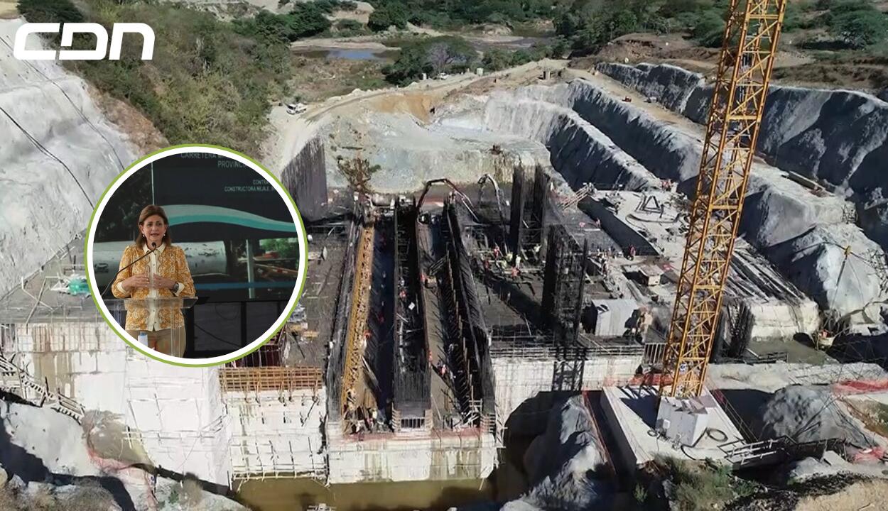 Raquel Peña supervisa construcción de la presa Boca de los Ríos
