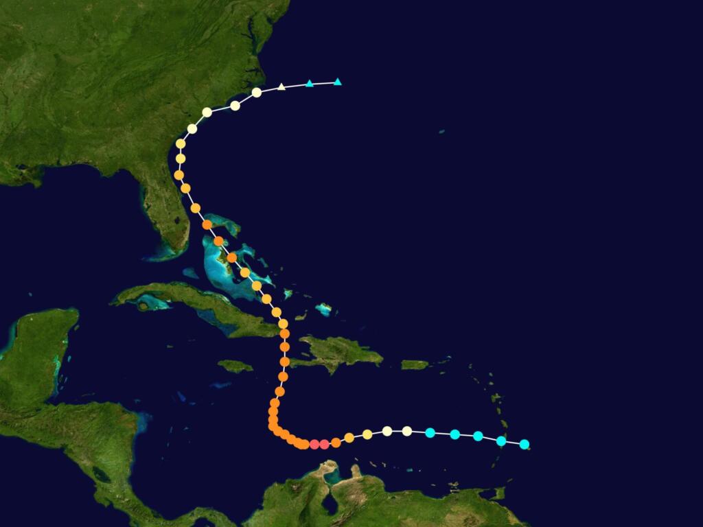 Trayectoria de huracán Matthew. NASA