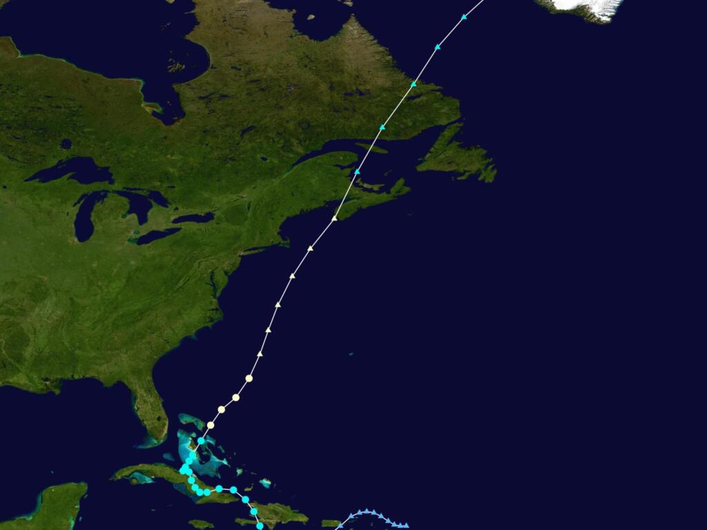 La ruta seguida por Noel en 2007. NASA