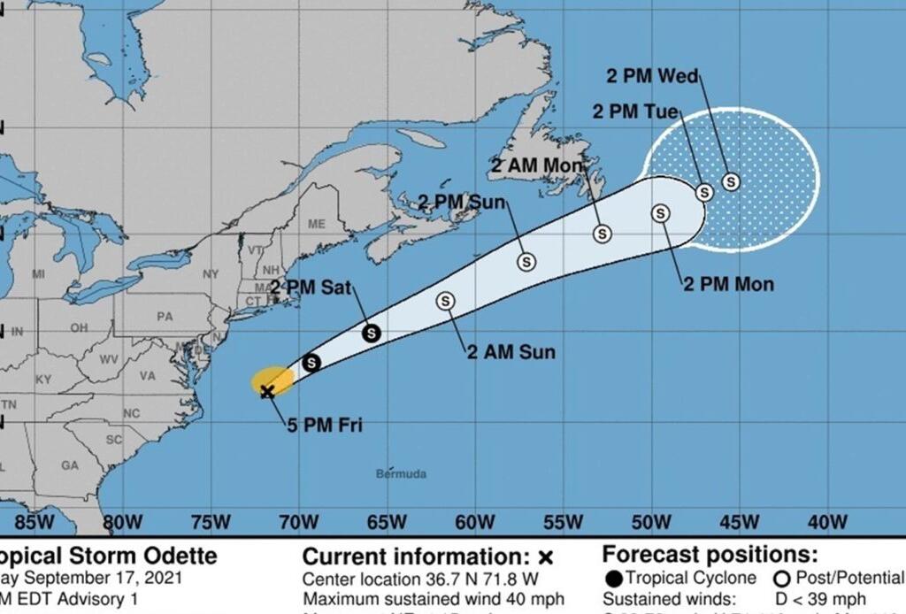 La tormenta tropical Odette se formó frente a la costa atlántica central de EE.UU