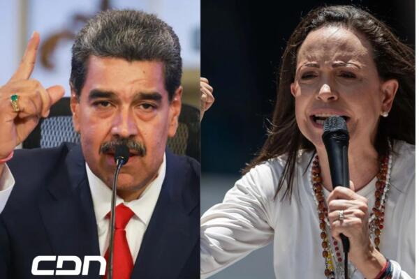 María Corina Machado y Nicolás Maduro. CDN