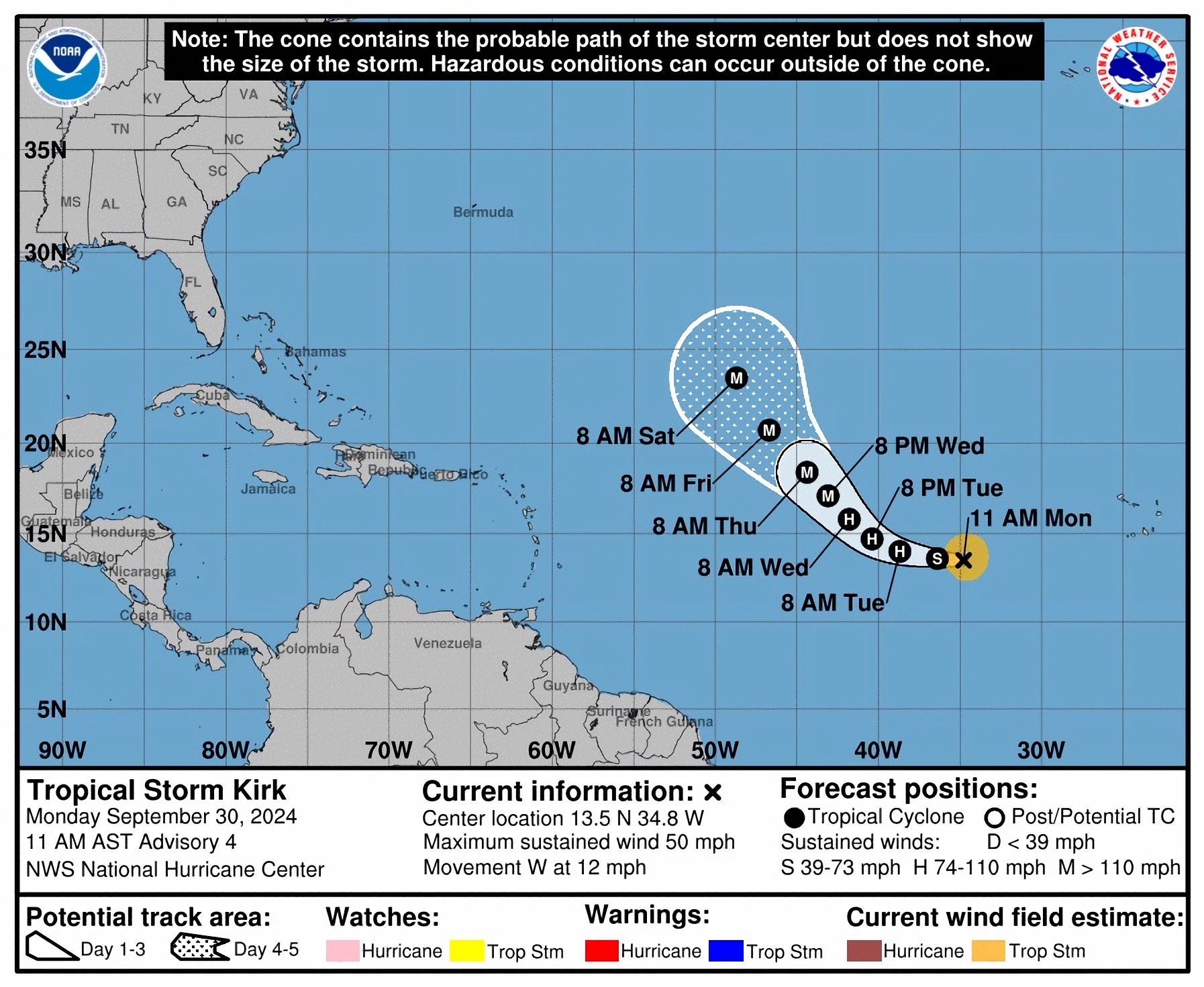 Se forma Kirk en el Atlántico, una tormenta que será 'un poderoso' huracán esta semana