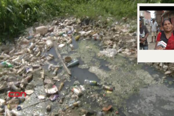 Laguna contaminada en Villa Mella: Foco de enfermedades que afecta a niños y adultos.(foto, fuente externa)