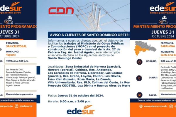 Edesur anunció interrupciones en el servicio en varias provincias del país.  Foto: CDN Digital 