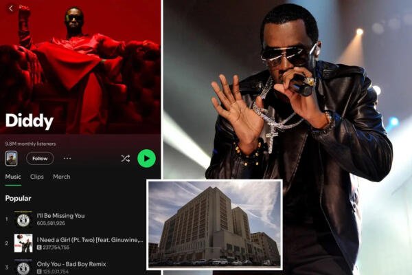 Aumentan las escuchas de la música de Puff Daddy mientras está en prisión