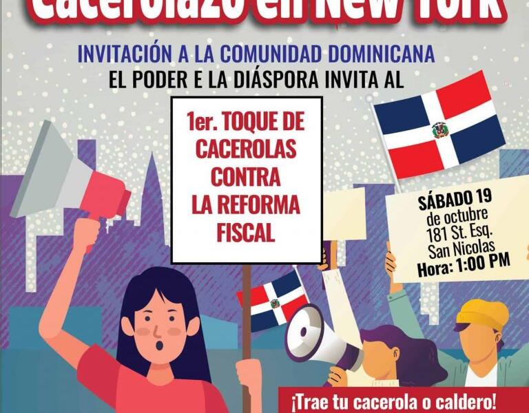 Cacerolazo en el Alto Manhattan: Dominicanos protestan contra Reforma Fiscal