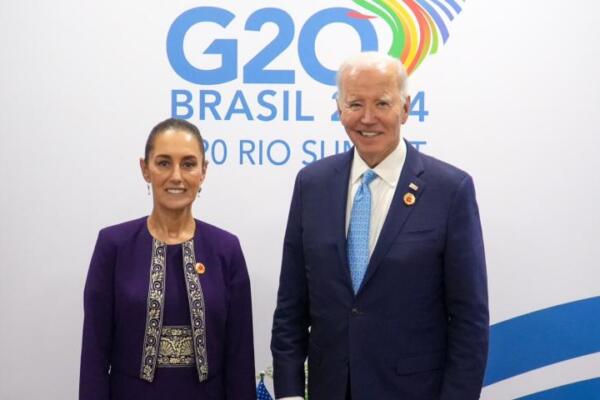 Claudia Sheinbaum, junto al presidente de Estados Unidos, Joe Bide,