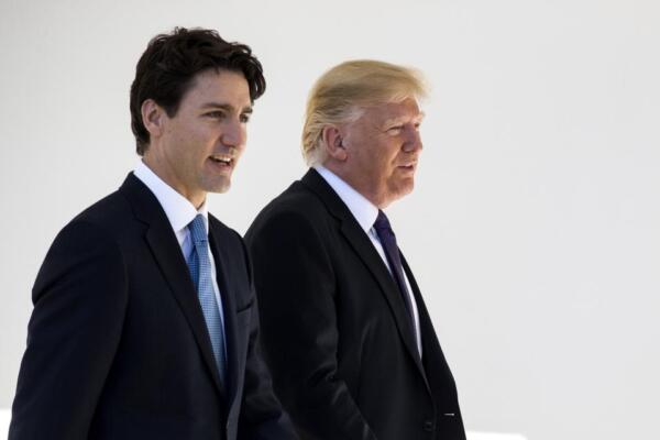 El primer ministro canadiense, Justin Trudeau, con el presidente electo de EE.UU., Donald Trump. Foto: EFE