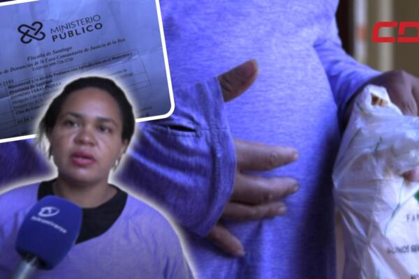 Gleidy María Liriano, mujer embarazada que fue desalojada de vivienda en Santiago. 