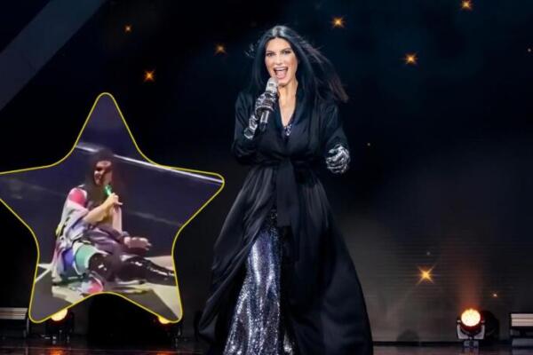 Así fue la aparatosa caída de Laura Pausini en su concierto