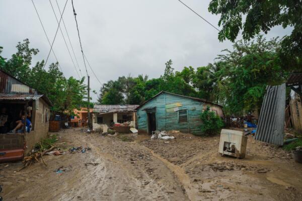 Sector de la provincia de Puerto Plata, afectado por la lluvia.