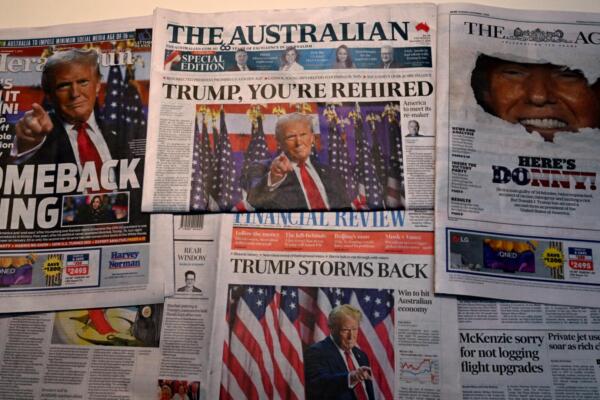 Las portadas de los periódicos matutinos de Melbourne muestran la reacción a la reelección del presidente electo de Estados Unidos, Donald Trump.
William West / AFP.