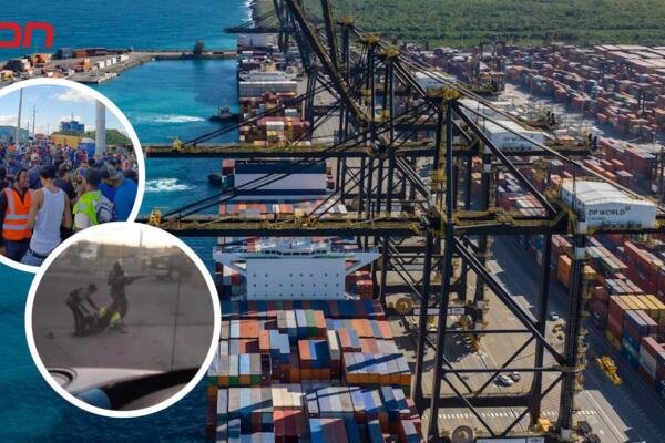 Situación violenta entre camioneros y agentes policiales se registró en el puerto de Caucedo, en Boca Chica.