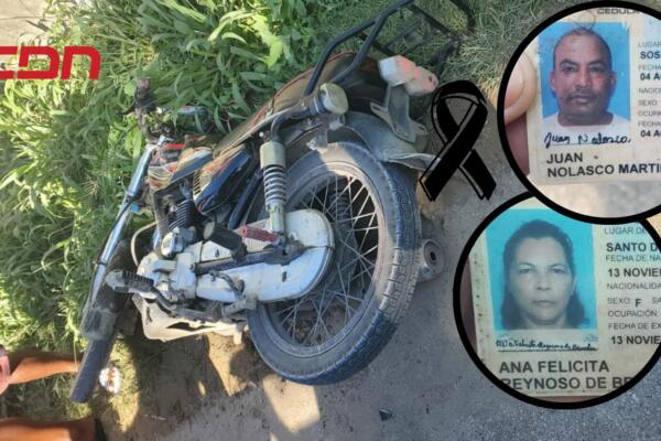Ana Felicita Reynoso de Bender y Juan Nolasco Martínez, víctimas de accidente de tránsito en carretera Sosúa-Cabarete.