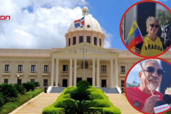 Venezolanos en RD muestran su respaldo a Edmundo González frente al Palacio Nacional. (foto, fuente externa)