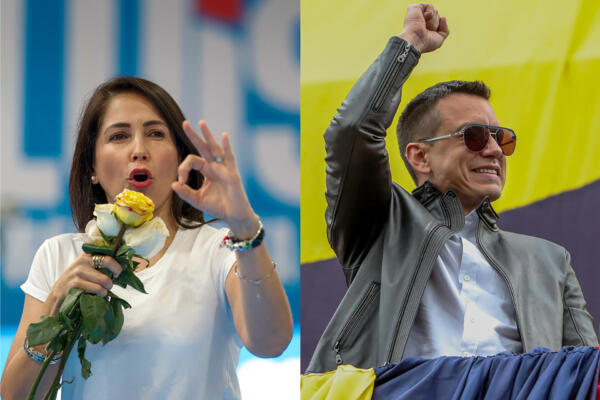 Combo de fotografías de archivo de la candidata presidencial del correísmo, Luisa González (i), y el presidente de Ecuador, Daniel Noboa. EFE/ José Jácome/ Vicente Costales
