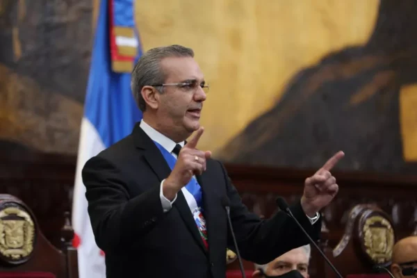 Durante su discurso de rendición de cuentas correspondiente al 2024. Foto: Fuente externa 