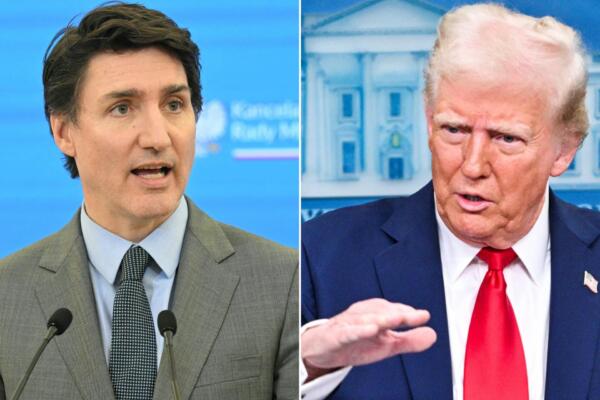 Foto del presidente de los Estados Unidos,Donald Trump y el primer ministro de Canadá, Justin Trudeau. AFP