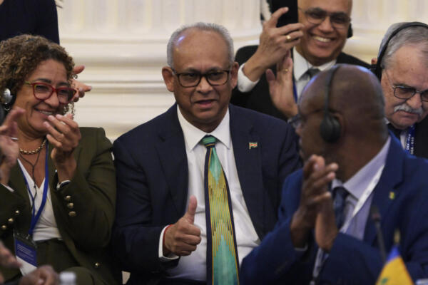 Albert Ramdin tras ser proclamado como futuro secretario general de la OEA, en Washington DC (EE.UU.). EFE/Lenin Nolly